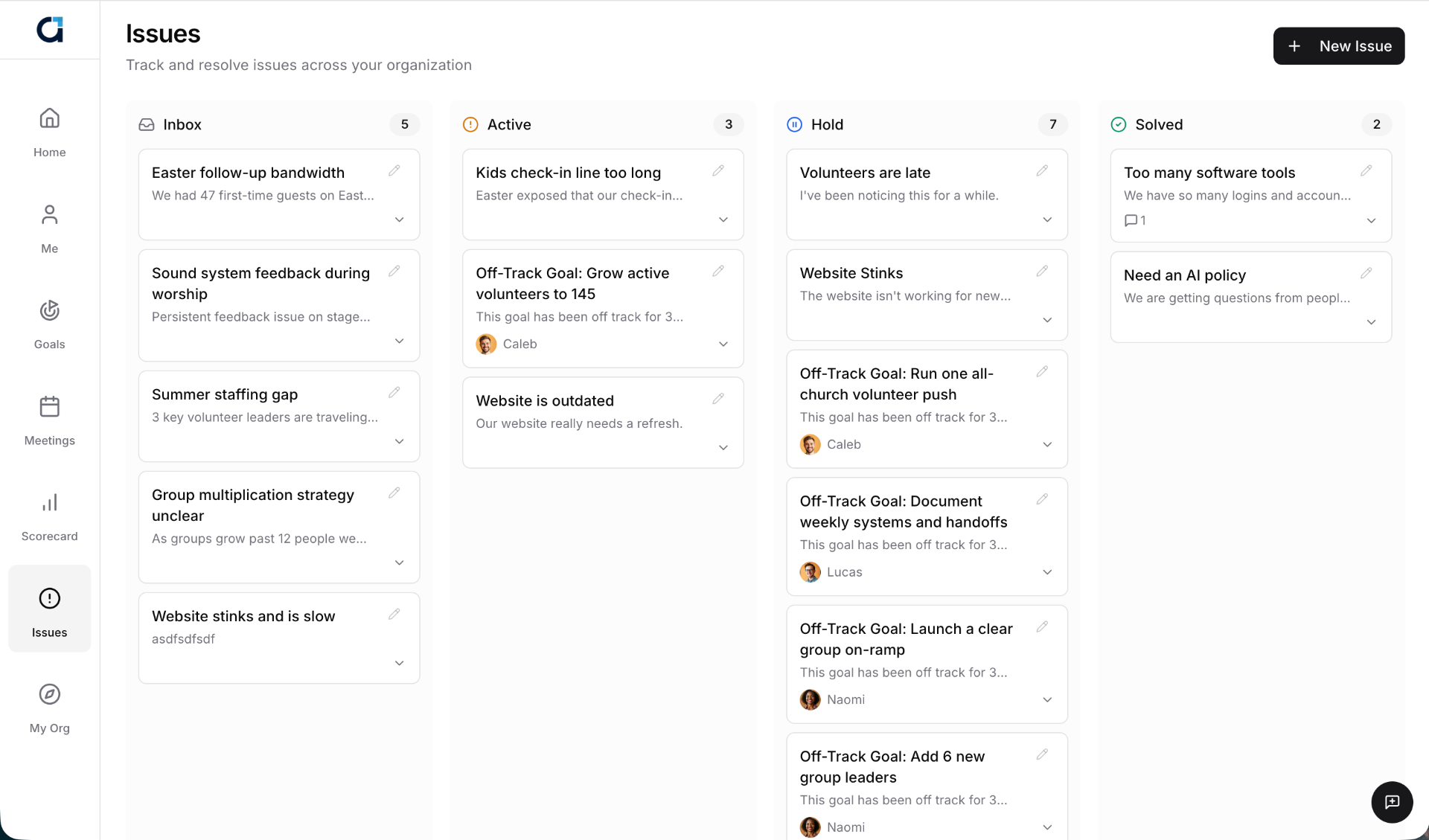 Alignify Issues - Kanban board for tracking and resolving church problems